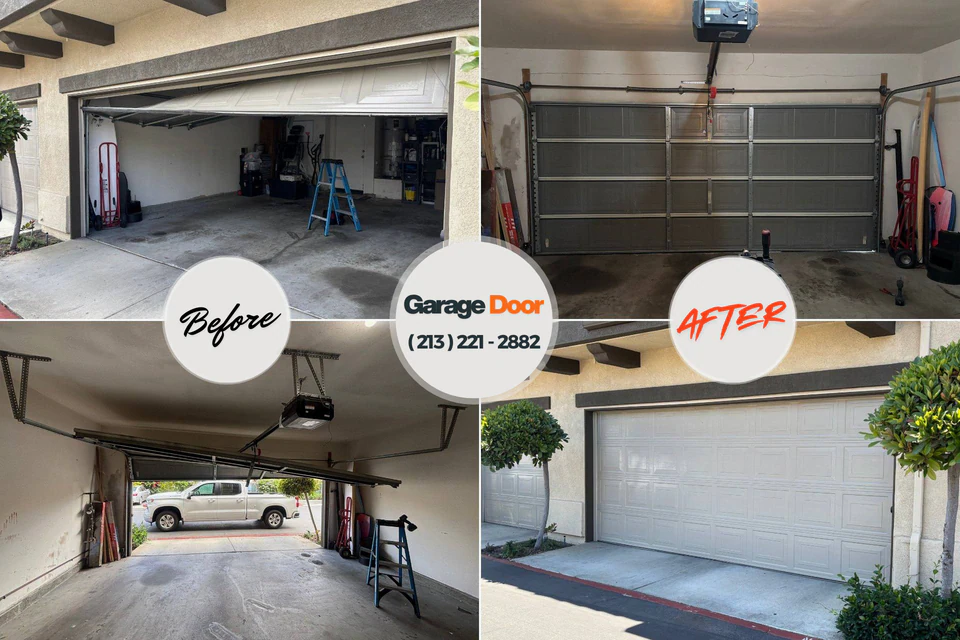 Before and after: garage door installation Woodbine, IA